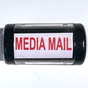ExcelMark Media Mail Rubber Stamp Self-Inking red ink with clear stamping window